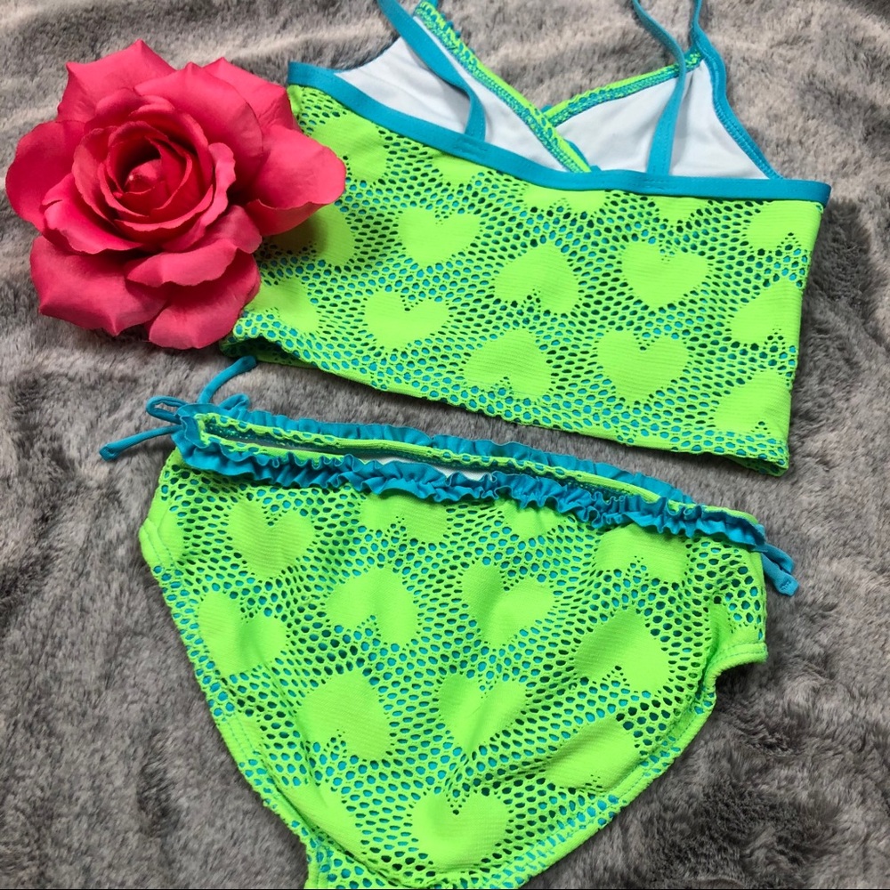 Lemon Kiss Lime Green Heart Print 2-piece size 7 - Picture 7 of 8
